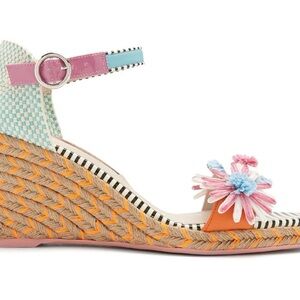 Sophia Webster Lucita Raffia- flower wedge espadrille sandals multicolor size 40